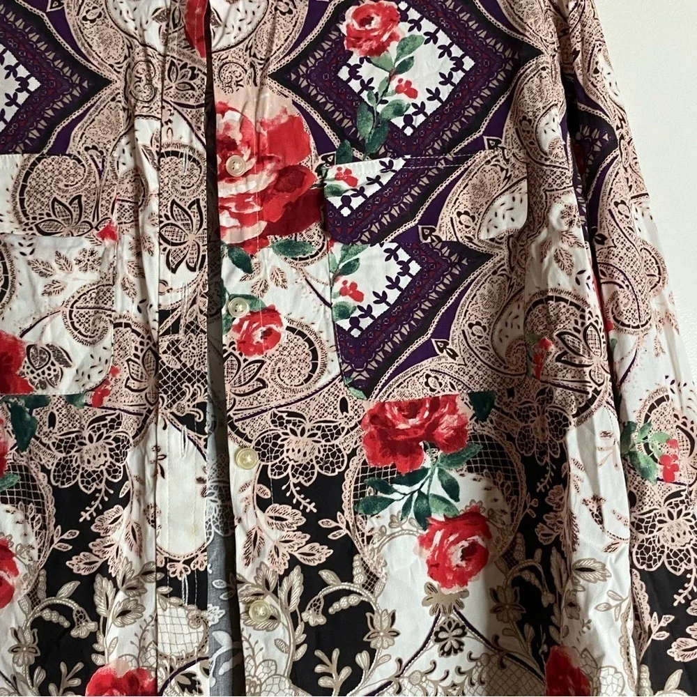 Chico’s Floral Silky Soft Long Sleeve Shirt Medium - Picture 4 of 7